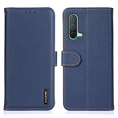 Leather Case Stands Flip Cover Holder B01H for OnePlus Nord CE 5G Blue