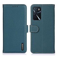 Leather Case Stands Flip Cover Holder B01H for Oppo A54s Green