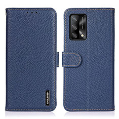 Leather Case Stands Flip Cover Holder B01H for Oppo A74 4G Blue