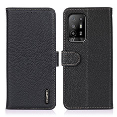 Leather Case Stands Flip Cover Holder B01H for Oppo A94 5G Black