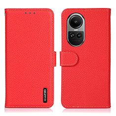 Leather Case Stands Flip Cover Holder B01H for Oppo Reno10 5G Red