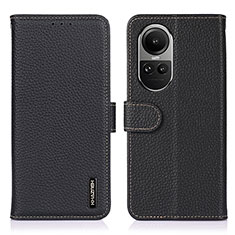 Leather Case Stands Flip Cover Holder B01H for Oppo Reno10 Pro 5G Black