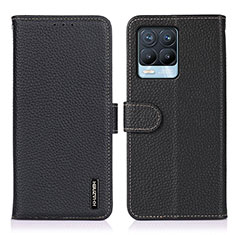 Leather Case Stands Flip Cover Holder B01H for Realme 8 Pro Black