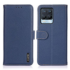 Leather Case Stands Flip Cover Holder B01H for Realme 8 Pro Blue