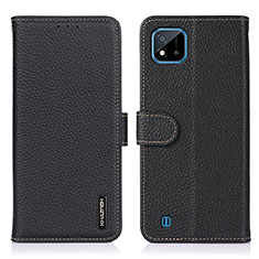 Leather Case Stands Flip Cover Holder B01H for Realme C20A Black