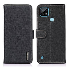 Leather Case Stands Flip Cover Holder B01H for Realme C21 Black