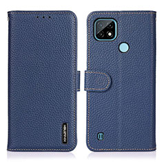 Leather Case Stands Flip Cover Holder B01H for Realme C21 Blue