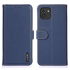 Leather Case Stands Flip Cover Holder B01H for Samsung Galaxy A03 Blue