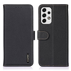 Leather Case Stands Flip Cover Holder B01H for Samsung Galaxy A23 5G Black