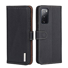 Leather Case Stands Flip Cover Holder B01H for Samsung Galaxy F02S SM-E025F Black