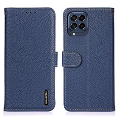 Leather Case Stands Flip Cover Holder B01H for Samsung Galaxy M53 5G Blue