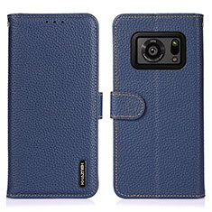 Leather Case Stands Flip Cover Holder B01H for Sharp Aquos R6 Blue