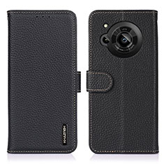 Leather Case Stands Flip Cover Holder B01H for Sharp Aquos R7 Black