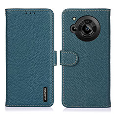 Leather Case Stands Flip Cover Holder B01H for Sharp Aquos R7 Green