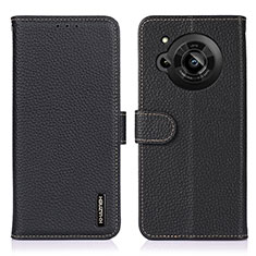 Leather Case Stands Flip Cover Holder B01H for Sharp Aquos R7s Black