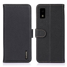 Leather Case Stands Flip Cover Holder B01H for Sharp Aquos wish Black