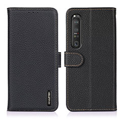 Leather Case Stands Flip Cover Holder B01H for Sony Xperia 1 III Black