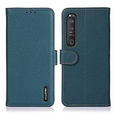 Leather Case Stands Flip Cover Holder B01H for Sony Xperia 1 III Green