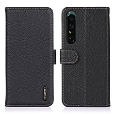 Leather Case Stands Flip Cover Holder B01H for Sony Xperia 1 IV Black