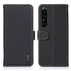 Leather Case Stands Flip Cover Holder B01H for Sony Xperia 1 IV SO-51C Black