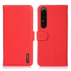 Leather Case Stands Flip Cover Holder B01H for Sony Xperia 1 IV SO-51C Red