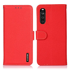 Leather Case Stands Flip Cover Holder B01H for Sony Xperia 10 III Lite Red