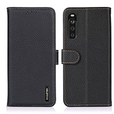 Leather Case Stands Flip Cover Holder B01H for Sony Xperia 10 III SO-52B Black
