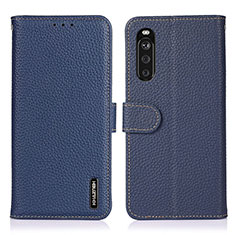 Leather Case Stands Flip Cover Holder B01H for Sony Xperia 10 III SO-52B Blue