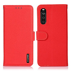 Leather Case Stands Flip Cover Holder B01H for Sony Xperia 10 III SO-52B Red