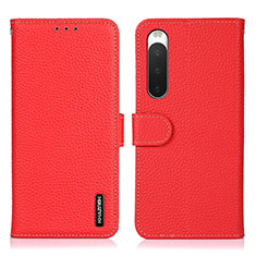 Leather Case Stands Flip Cover Holder B01H for Sony Xperia 10 IV SO-52C Red