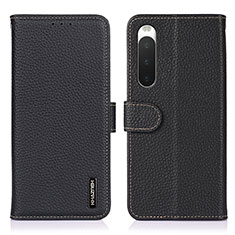 Leather Case Stands Flip Cover Holder B01H for Sony Xperia 10 IV SOG07 Black