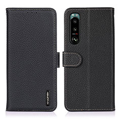 Leather Case Stands Flip Cover Holder B01H for Sony Xperia 5 III SO-53B Black