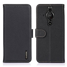 Leather Case Stands Flip Cover Holder B01H for Sony Xperia PRO-I Black