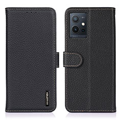 Leather Case Stands Flip Cover Holder B01H for Vivo T1 5G India Black