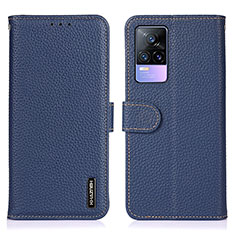 Leather Case Stands Flip Cover Holder B01H for Vivo V21e 4G Blue