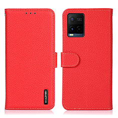 Leather Case Stands Flip Cover Holder B01H for Vivo Y21a Red