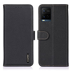 Leather Case Stands Flip Cover Holder B01H for Vivo Y21e Black