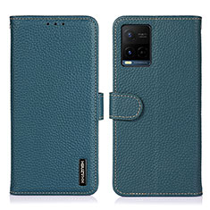 Leather Case Stands Flip Cover Holder B01H for Vivo Y21s Green