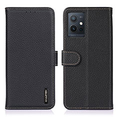 Leather Case Stands Flip Cover Holder B01H for Vivo Y55s 5G Black