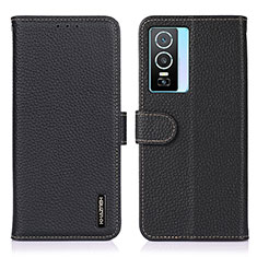 Leather Case Stands Flip Cover Holder B01H for Vivo Y74s 5G Black