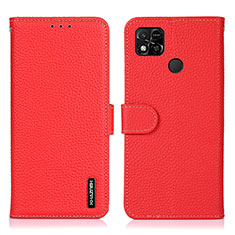 Leather Case Stands Flip Cover Holder B01H for Xiaomi POCO C3 Red