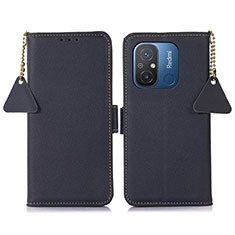 Leather Case Stands Flip Cover Holder B01H for Xiaomi Poco C55 Blue