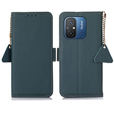 Leather Case Stands Flip Cover Holder B01H for Xiaomi Poco C55 Green