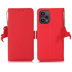 Leather Case Stands Flip Cover Holder B01H for Xiaomi Poco F5 5G Red
