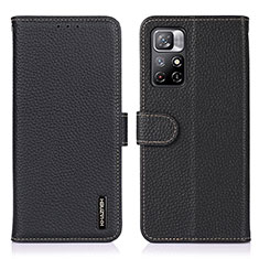 Leather Case Stands Flip Cover Holder B01H for Xiaomi Poco M4 Pro 5G Black