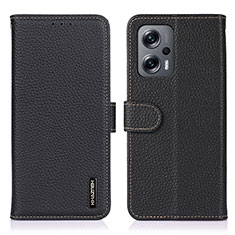 Leather Case Stands Flip Cover Holder B01H for Xiaomi Poco X4 GT 5G Black