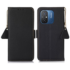 Leather Case Stands Flip Cover Holder B01H for Xiaomi Redmi 11A 4G Black