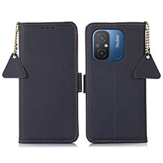 Leather Case Stands Flip Cover Holder B01H for Xiaomi Redmi 12C 4G Blue