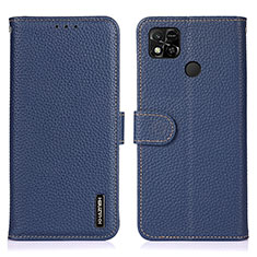 Leather Case Stands Flip Cover Holder B01H for Xiaomi Redmi 9 India Blue