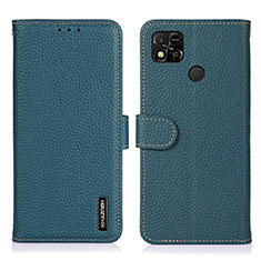 Leather Case Stands Flip Cover Holder B01H for Xiaomi Redmi 9 India Green